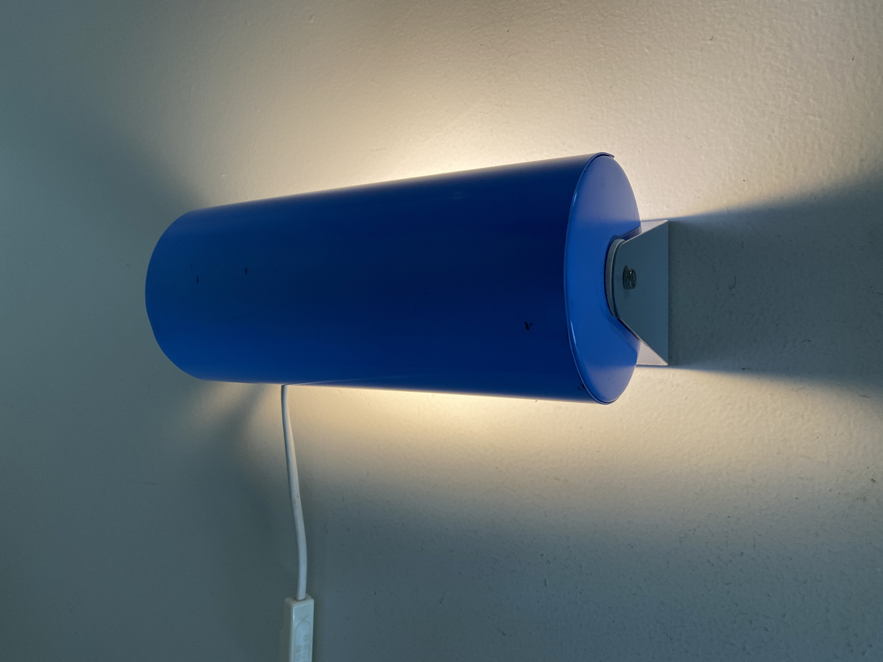 Ikea night light, lavender blue, grey metal roll bed light, night lamp