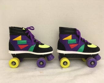 Vintage 90's Retro Roller skates black, purple and disco colors, size: EU 36 USwoman 4.5, UK 3.0