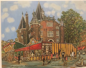 Original acrylic painting, Mirror tent, fairground, Fabulous vintage Carnival art, wall art from the Nieuwmarkt Amsterdam Holland from 1980