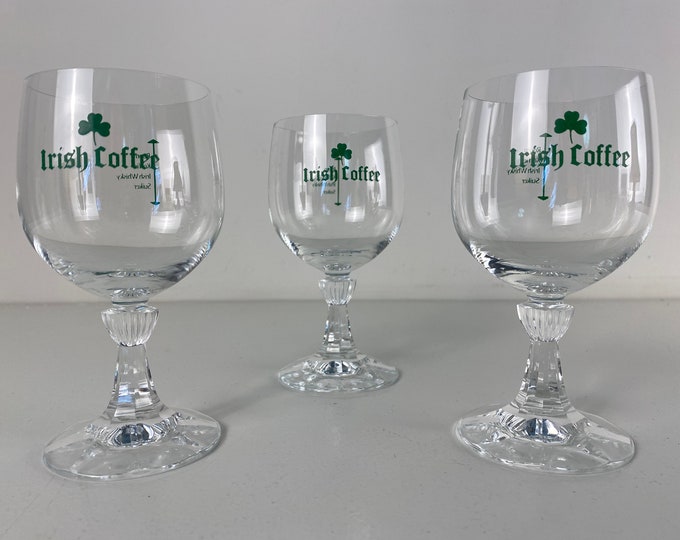 3 vintage Irish coffee glasses from the 1970's, lovely mid century modern barware