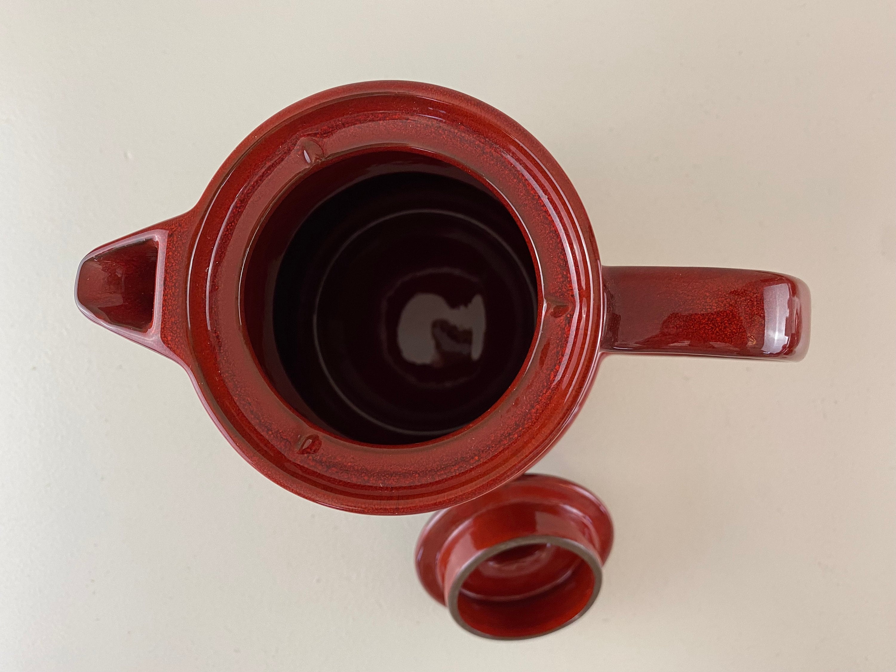 Vintage red Melitta Ceracron Copenhagen tea or coffee set