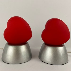 Kleine Ikea Herz Tischlampe, Retro Tischlampe in Rot und Silber, Nachtlicht, Valentinstagsgeschenk, schöner Vintage aus den 1980er Jahren
