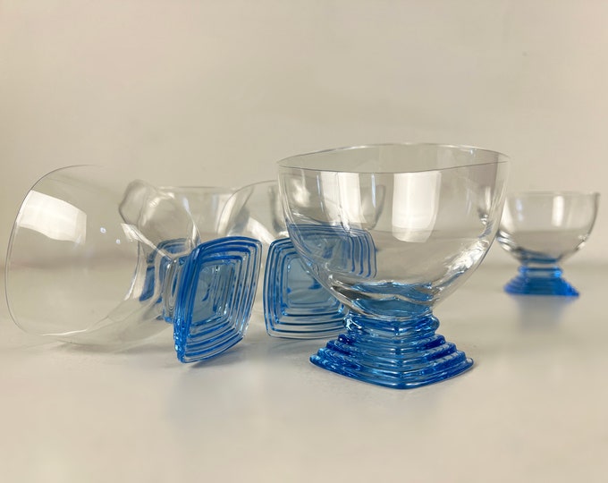 Set of 6 rare vintage Bormioli Nabucco, crystal champagne coupes or Sunday dishes, design R. Licenziato Monti. Italy 2000s