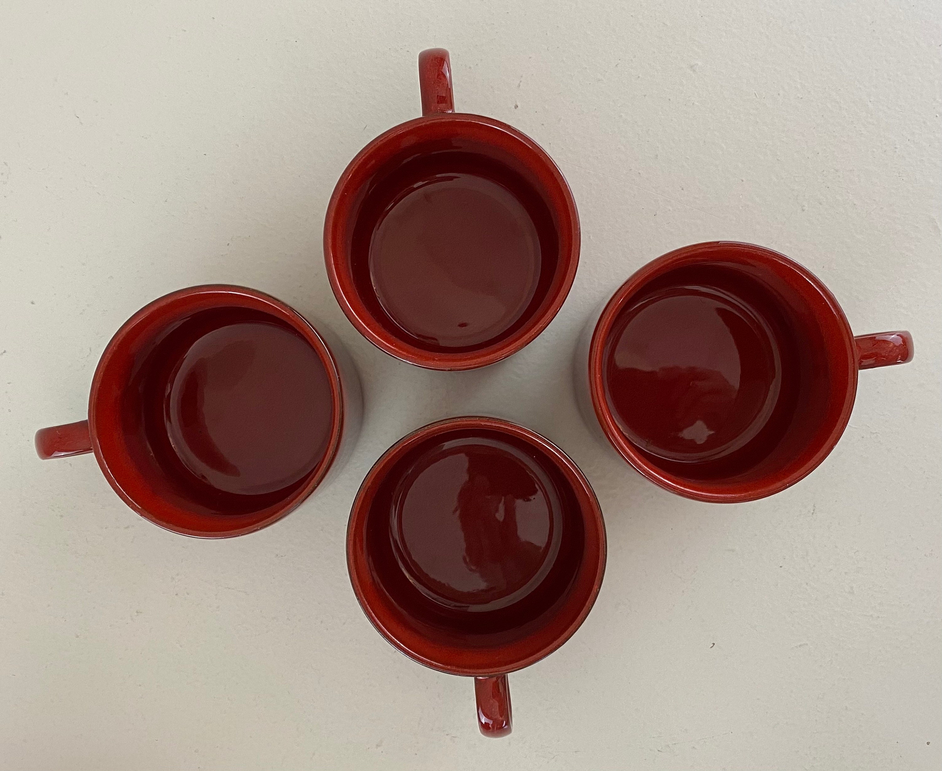 Vintage red Melitta Ceracron Copenhagen tea or coffee set