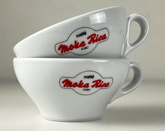 Set of 2 vintage Moka Rico cappuccino cups, pemium Italian porcelain by Richard Ginori 1980s