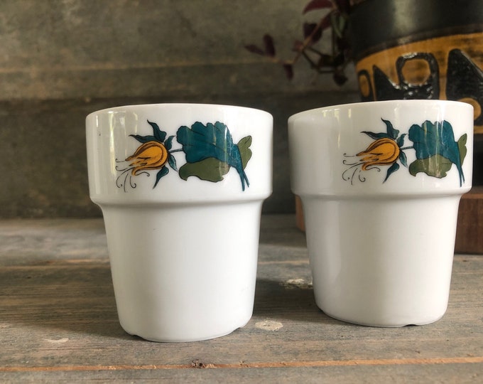 2 Mugs, coffee mugs, tea mugs, Seltmann Weiden Bavaria West Germany, vintage 1970s mid century modern design