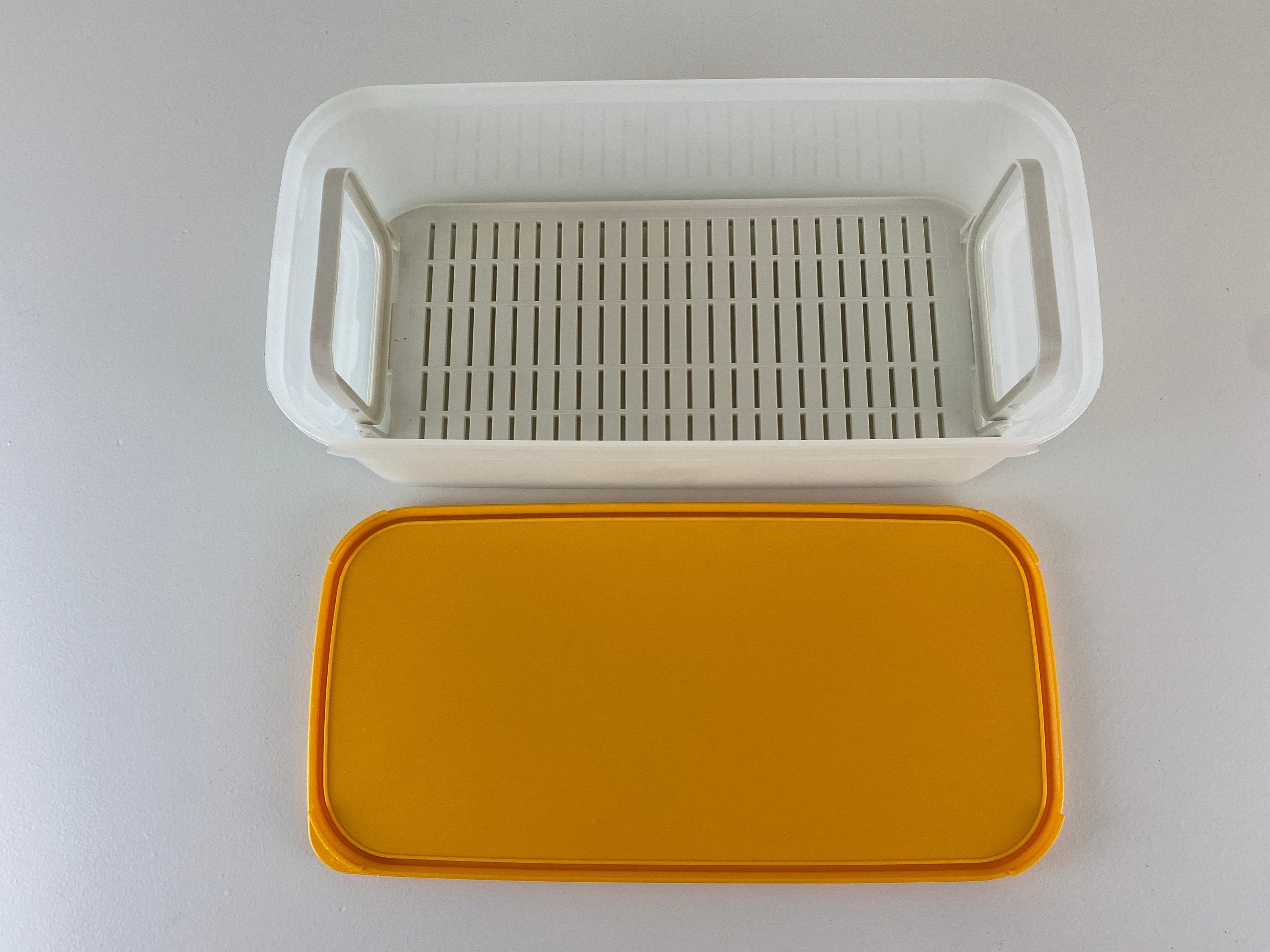 Vintage Tupperware bread box, Tupperware storage container, yellow