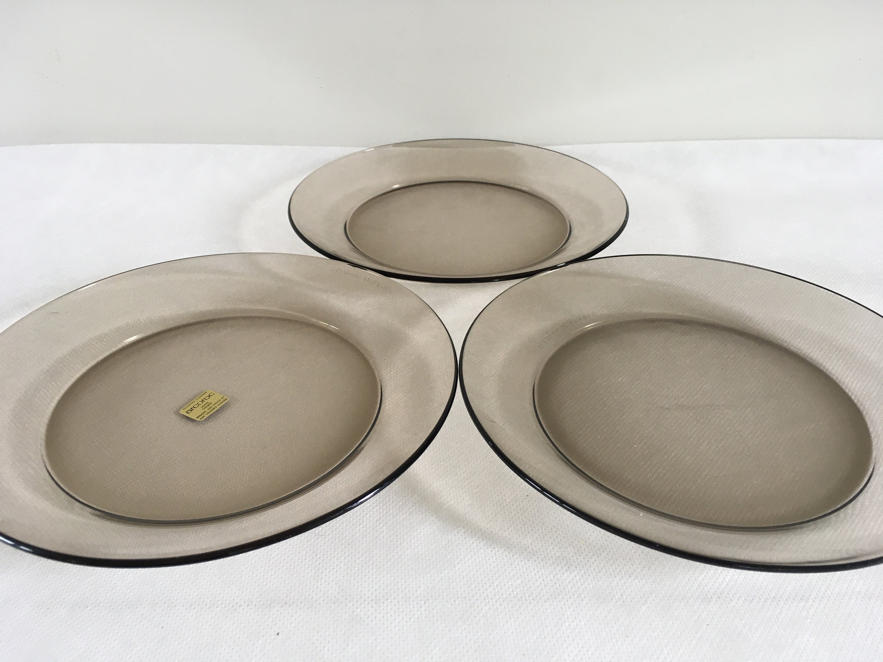 Smoked Tempered Glass Plate From The 70s Arcoroc Brand France