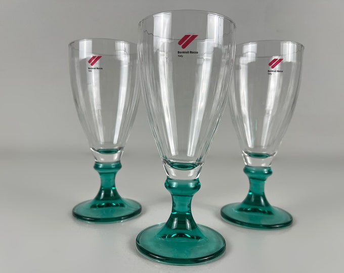 Set of 3 gorgeous vintage Bormioli Harmonia red or white wine glasses, Bormioli Roco, Italy 1990s