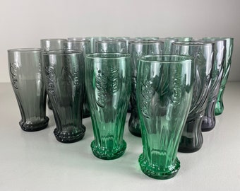 Vintage sets of Collectors Coke Glasses, Coca  Cola glasses, Butterfly and bottle cap glasses in different colors