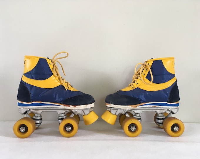 Vintage '70s children's roller skates blue/yellow, Impag, Size: EU 33, US 2.5, UK 1.5