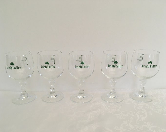 Set of 5 vintage Irish coffee glasses from the 70s, lovely mid century modern barware