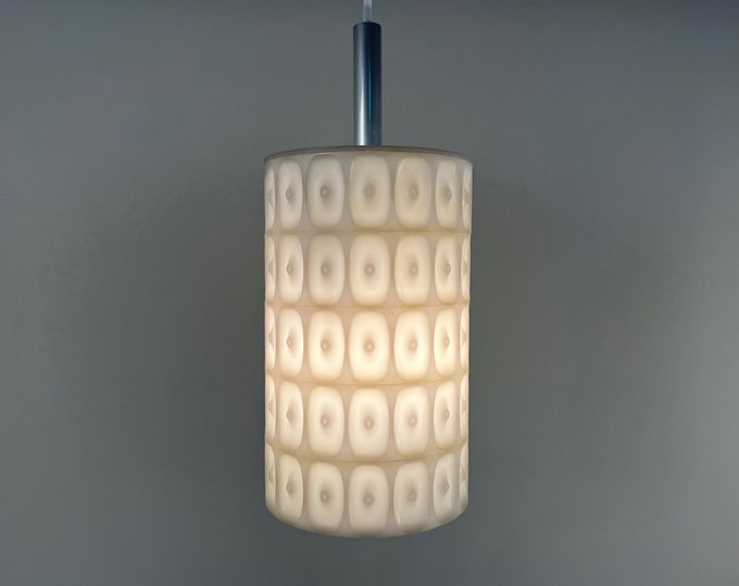Cylinder shaped pendant light, design Aloys Ferdinand Gangkofner for Erco Leuchten Germany 1970s Mid Century Modern design