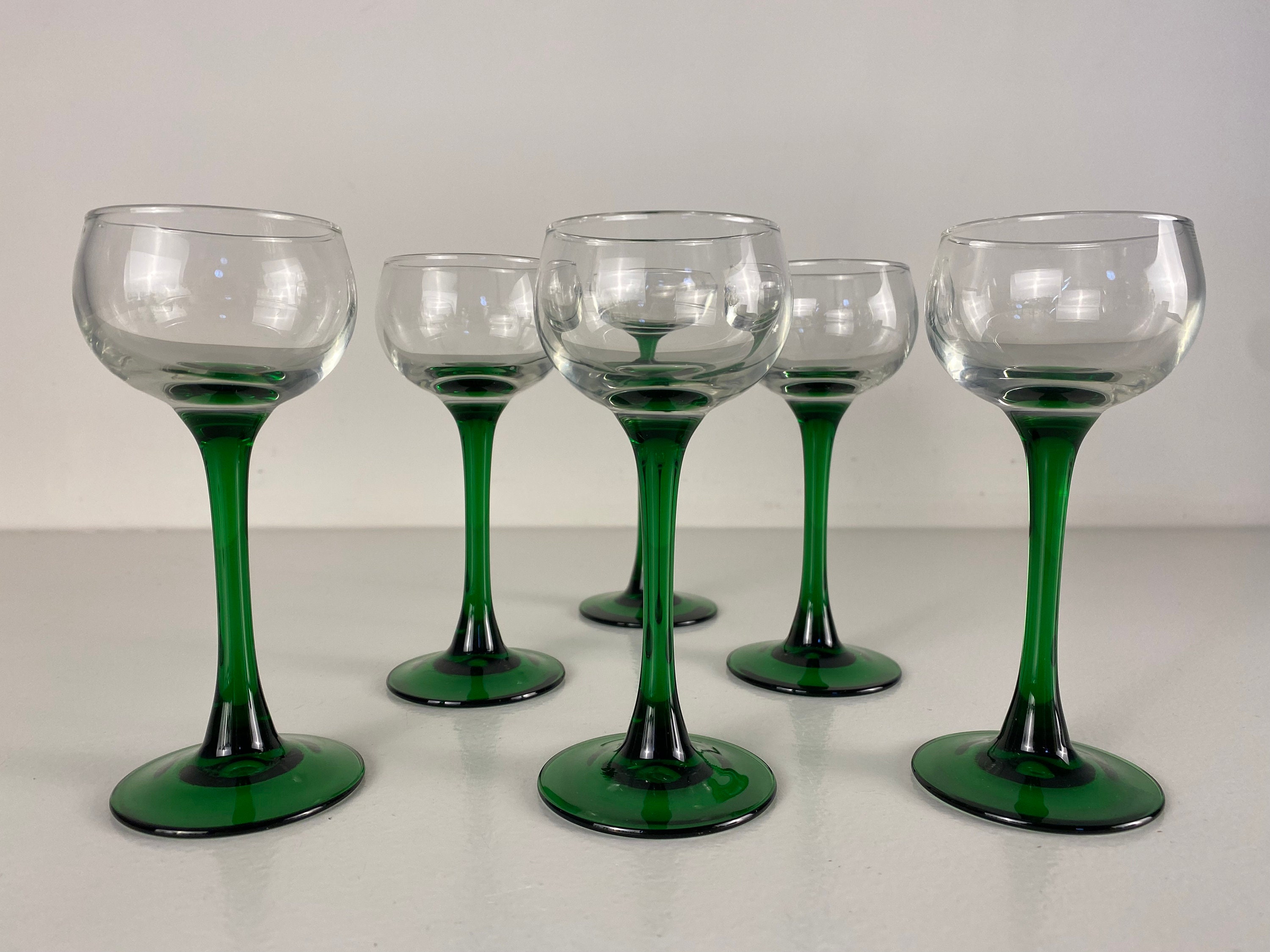 Green Stem Small Wine Glasses