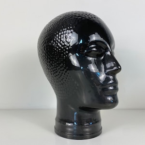 Dark brown glass mannequin head, retro shop display head, headphone display head, fabulous vintage 1970s mid century modern design