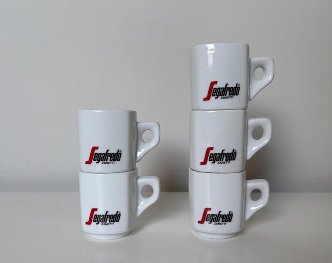 Set of 2 or 3 Vintage Segafredo Zanetti bar quality espresso cups, made in Italy 1990s