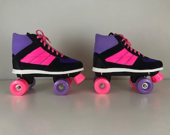 Vintage 90's Retro Roller skates black, purple and neon pink, New old stock, Size: EU 39 USwoman 7.5, USman 6.5, UK 6.0