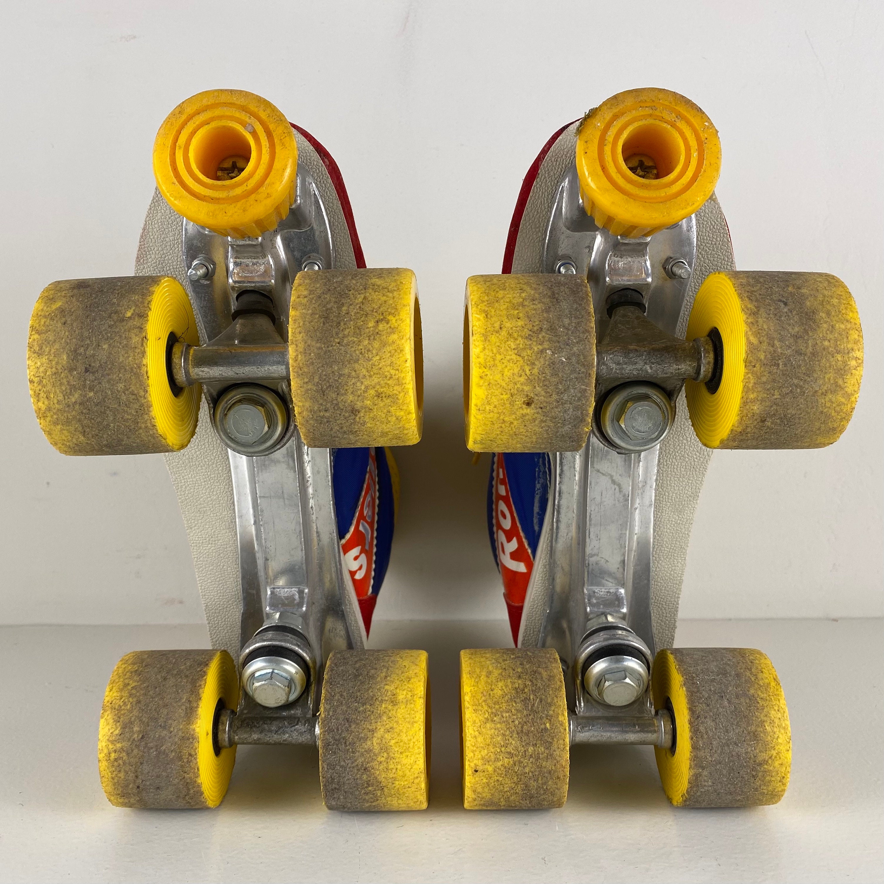 Vintage 80's Retro Disco Roller skates yellow, blue, red and