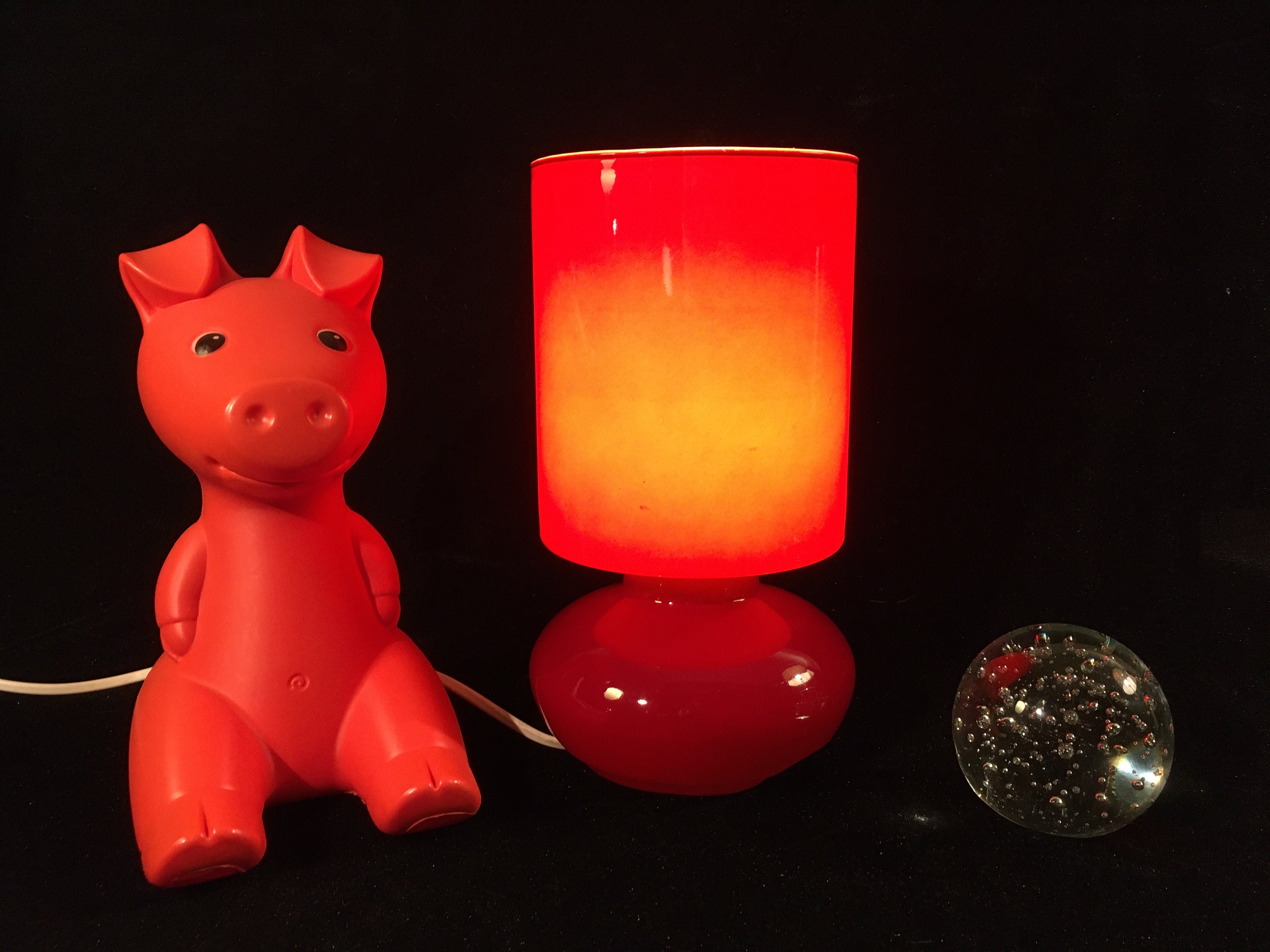 Vintage Ikea Lykta lamp, retro mushroom table lamp in red, hand made ...