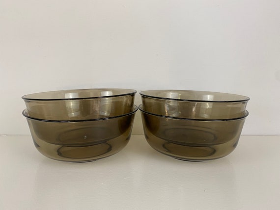 Arcoroc France Smoke Glass Serving Bowls O 18 Cm Set Of 2 Etsy