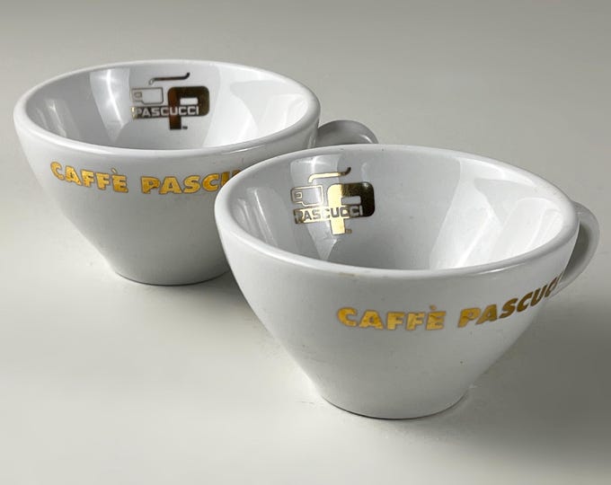 Set of 2 vintage Pascucci Caffè espresso cups, heavy Italian porcelain by ACF Italy
