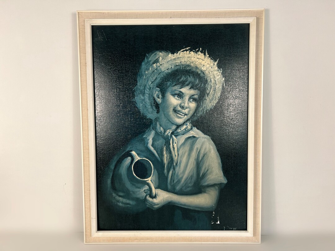 Large Framed Tovine Kitsch Print of a Country Boy, Tovine Italy