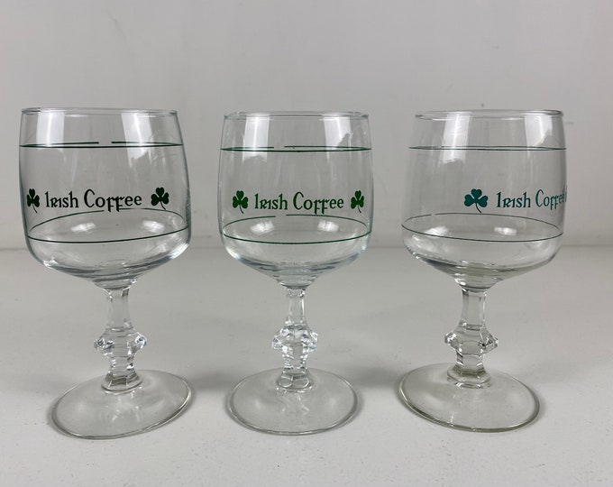 3 vintage Irish coffee glasses from the 1970's, lovely mid century modern barware
