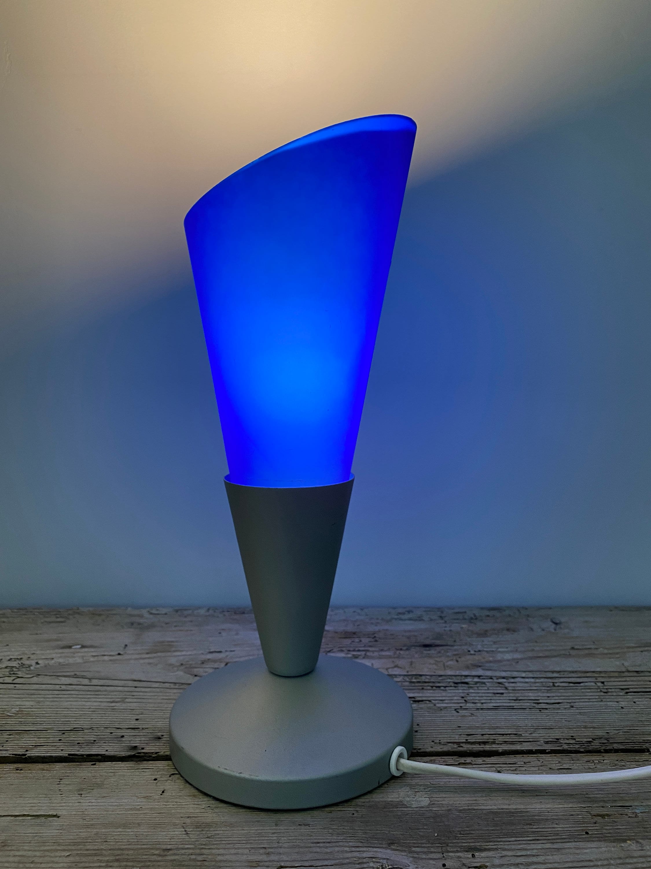 Vintage Ikea table lamp in royal blue, glass table lamp, night light