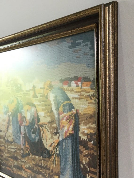 落穂拾いの額入り刺繍絵画 - ミレー 1970年代 - Etsy 日本