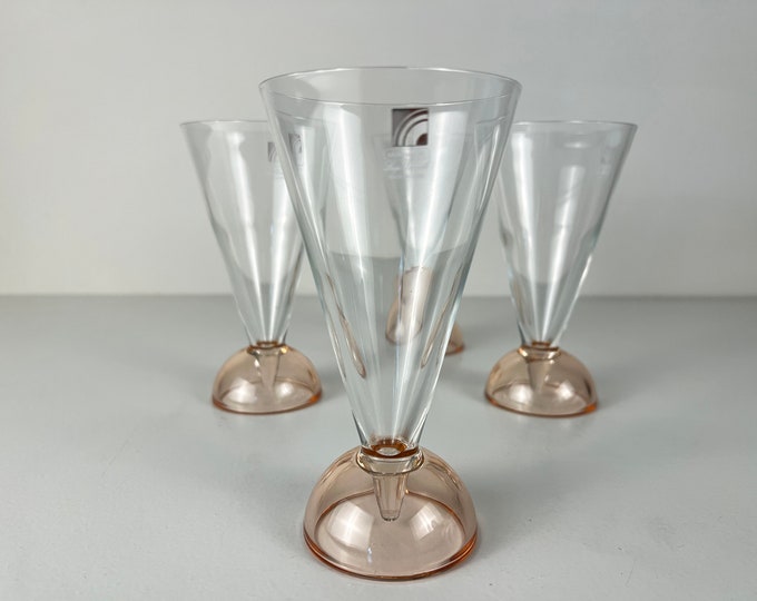 Set of 4 gorgeous vintage Luigi Bormioli Tintoretto crystal glass handblown water - wine glasses, Luigi Bormioli Italy 1990s