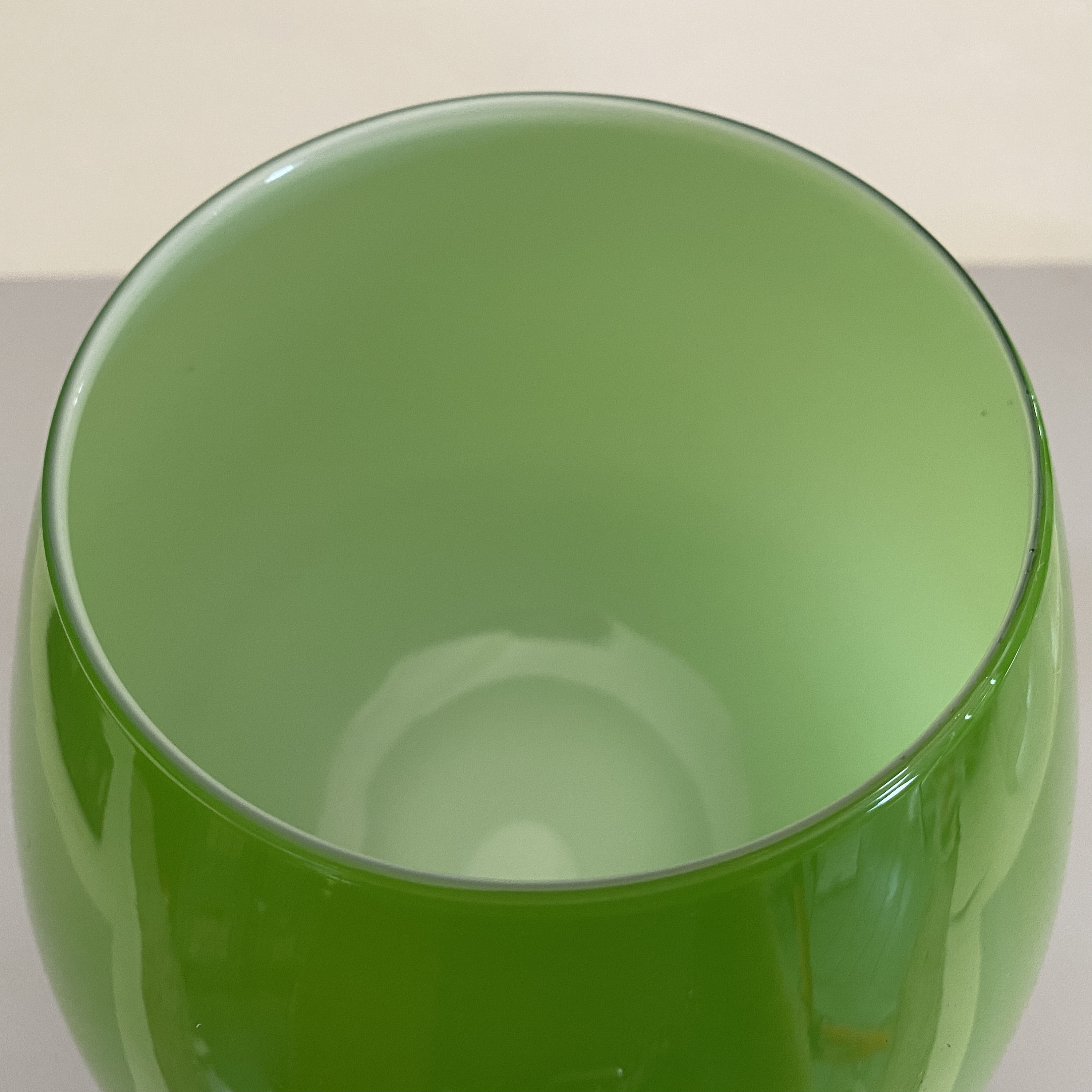 Mid-Century Modern Green Crystal Brandy Snifters