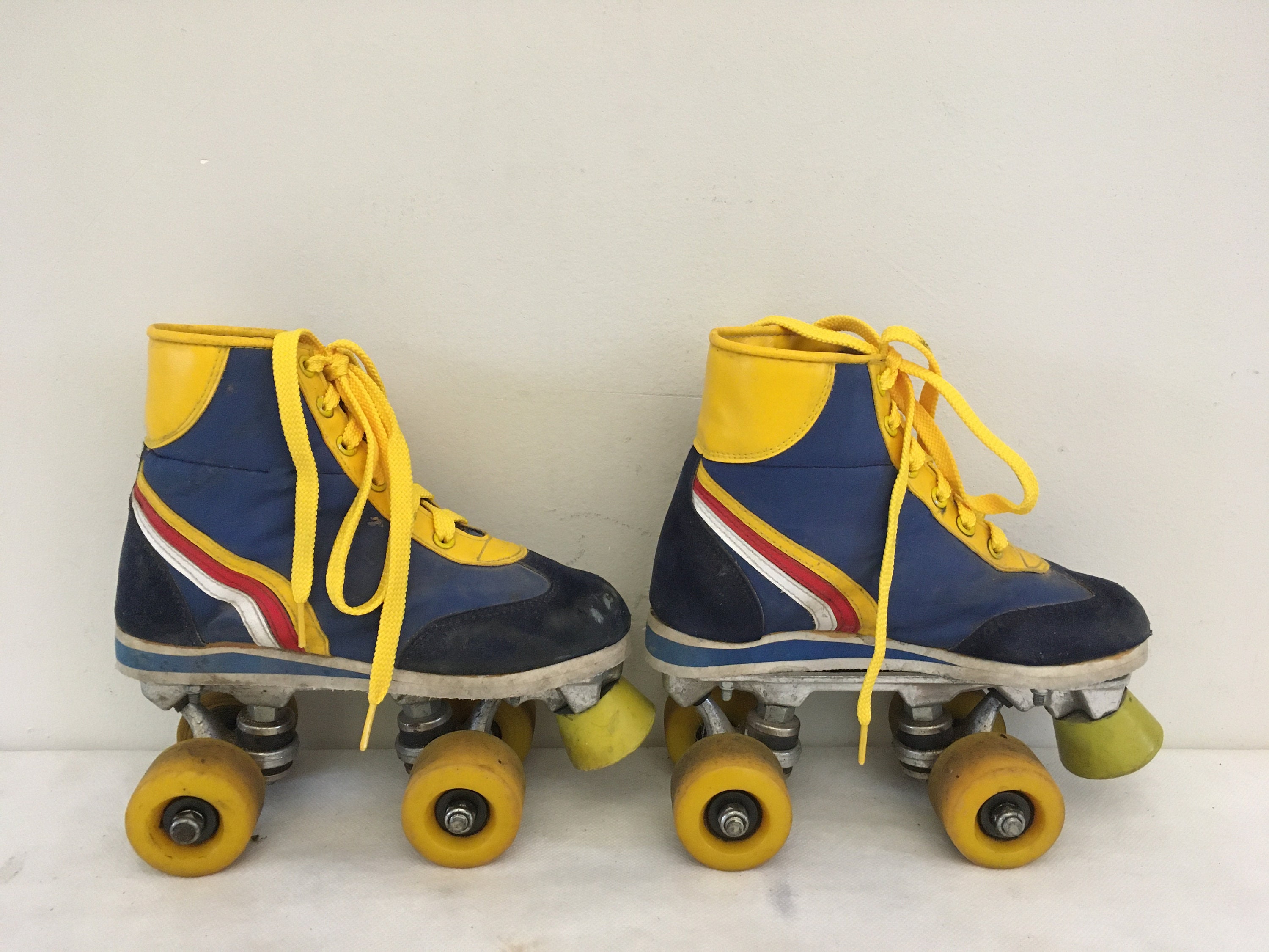 Vintage Children Disco Roller Skates Yellow, Blue, Red and