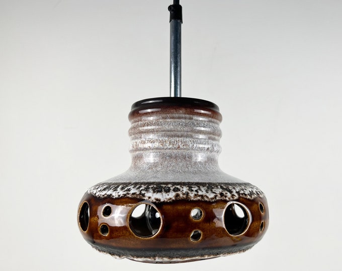 HERDA ceramic volcanic lava UFO pendant light, HERDA Lighting Amsterdam, 1970s, Space Age, Mid Century Modern Lighting