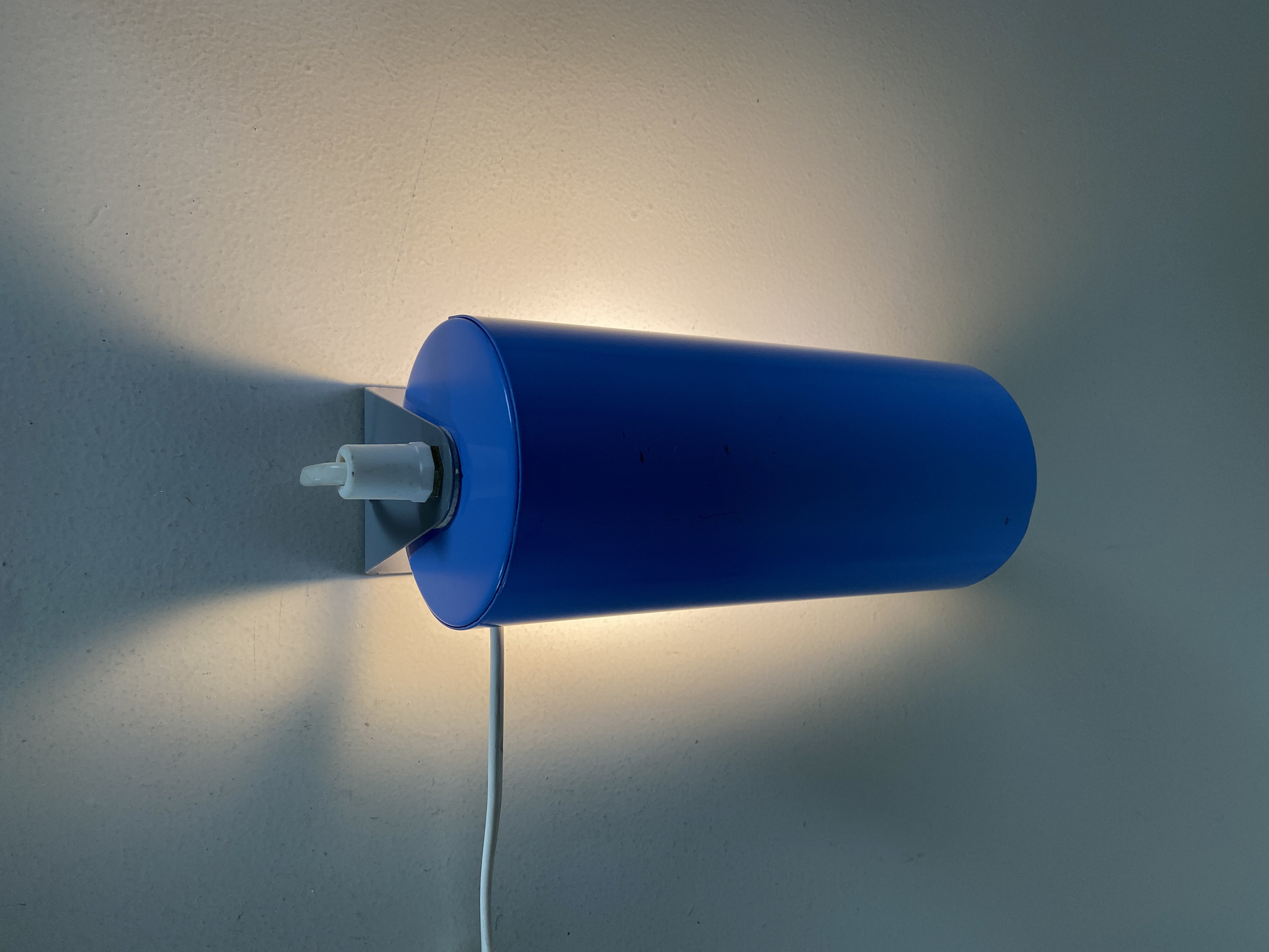 Ikea night light, lavender blue, grey metal roll bed light, night lamp