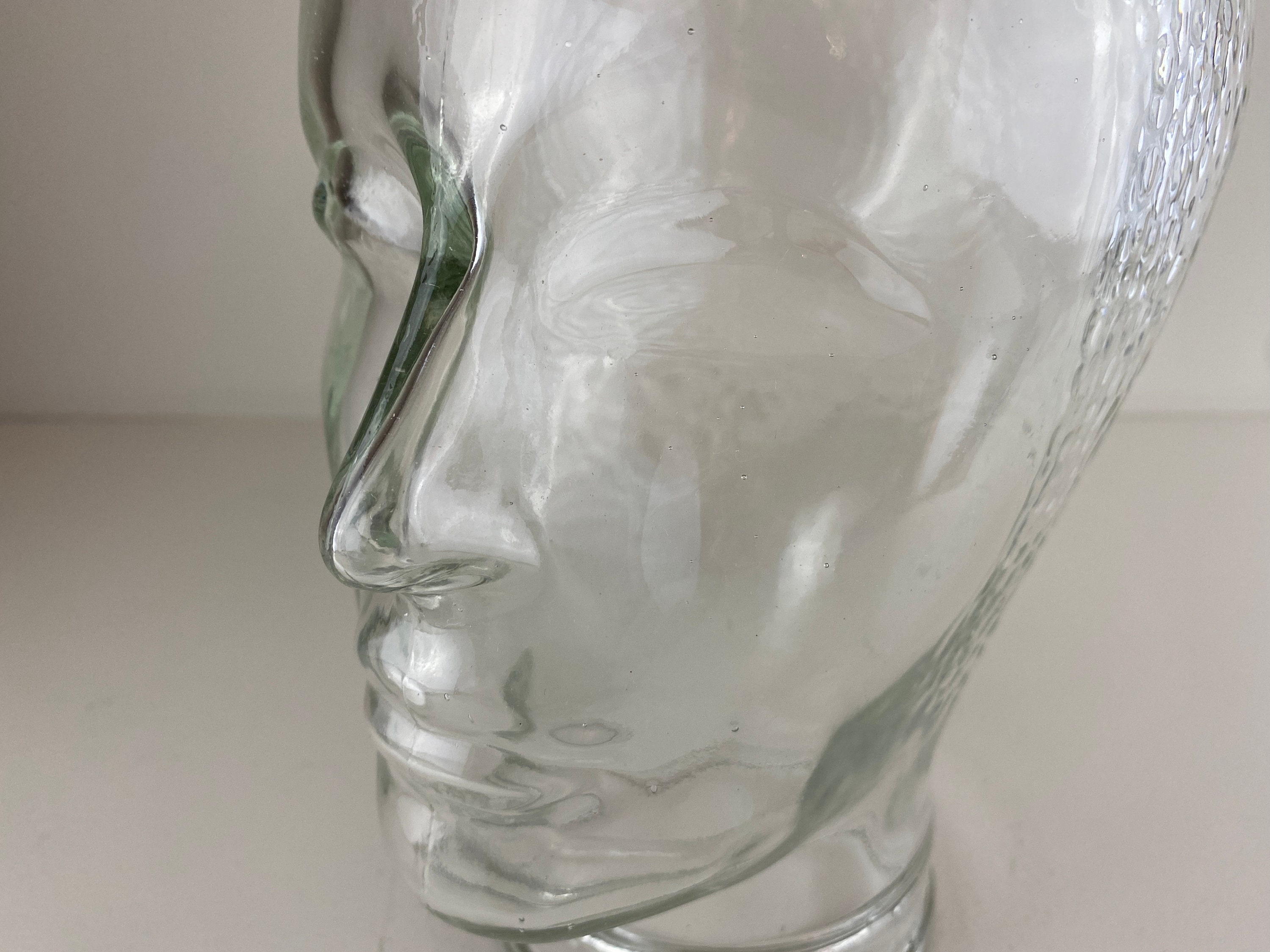 clear glass mannequin head vintage, vintage had holder, home decor