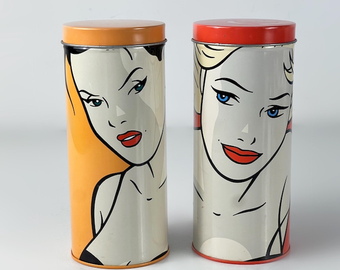Set of 2 Pop art tins, design by Luc Verschuuren from the 2000s