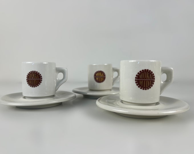 Set of 3 Italian vintage ACF bar quality espresso cups, Moka Midi' made in Italy, retro design from the 1970s-1980s