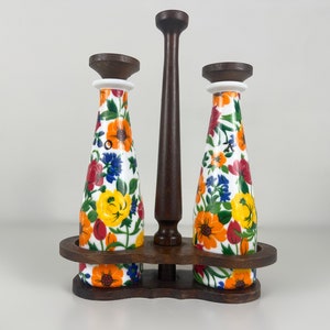 Cheerful vintage, Italian oil and vinegar table set, from the 1970s