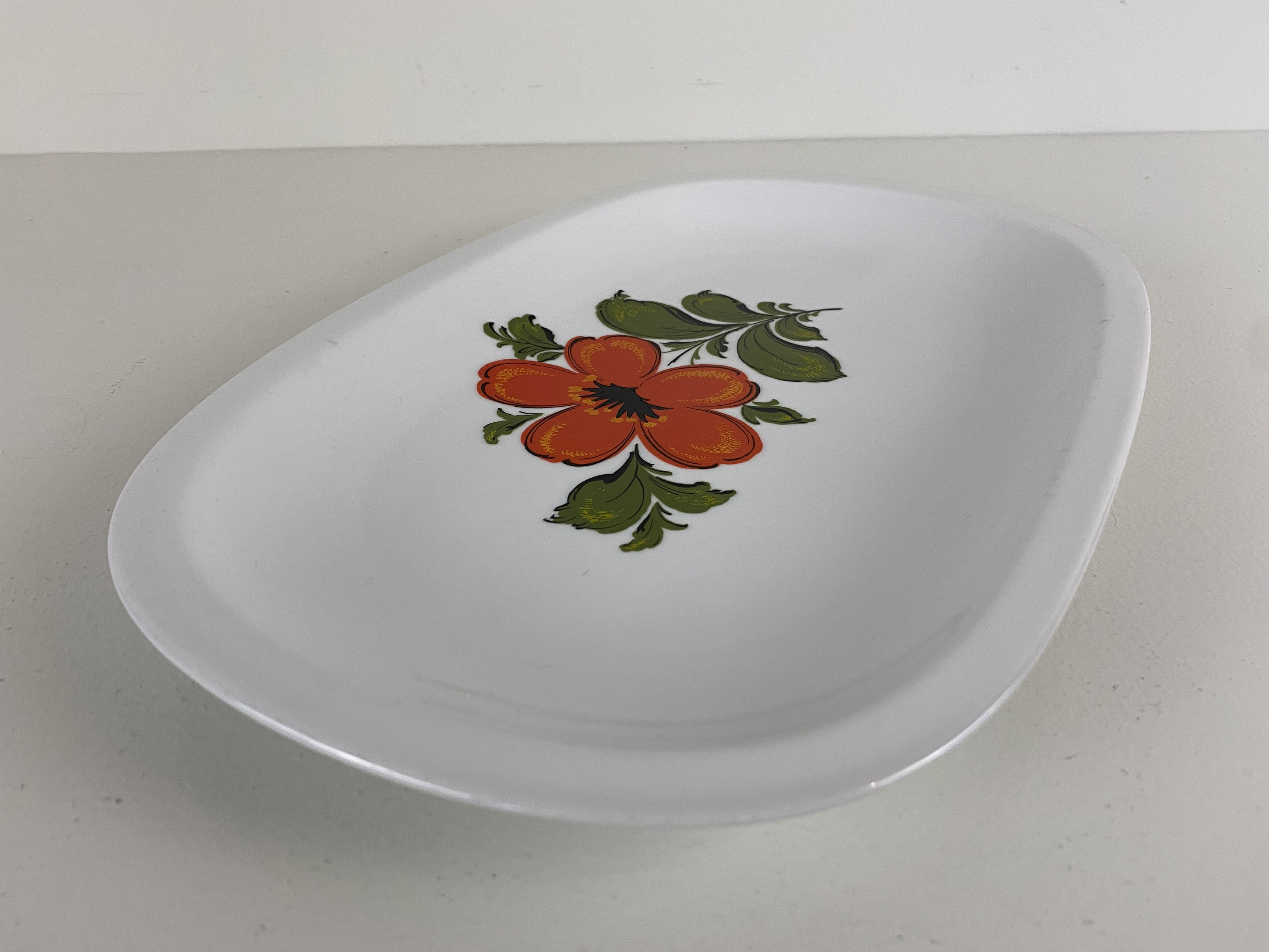 Assiette Bol Schumann Arzberg Porcelaine Rouge Orange Blanc Vintage Mid  Century -  France