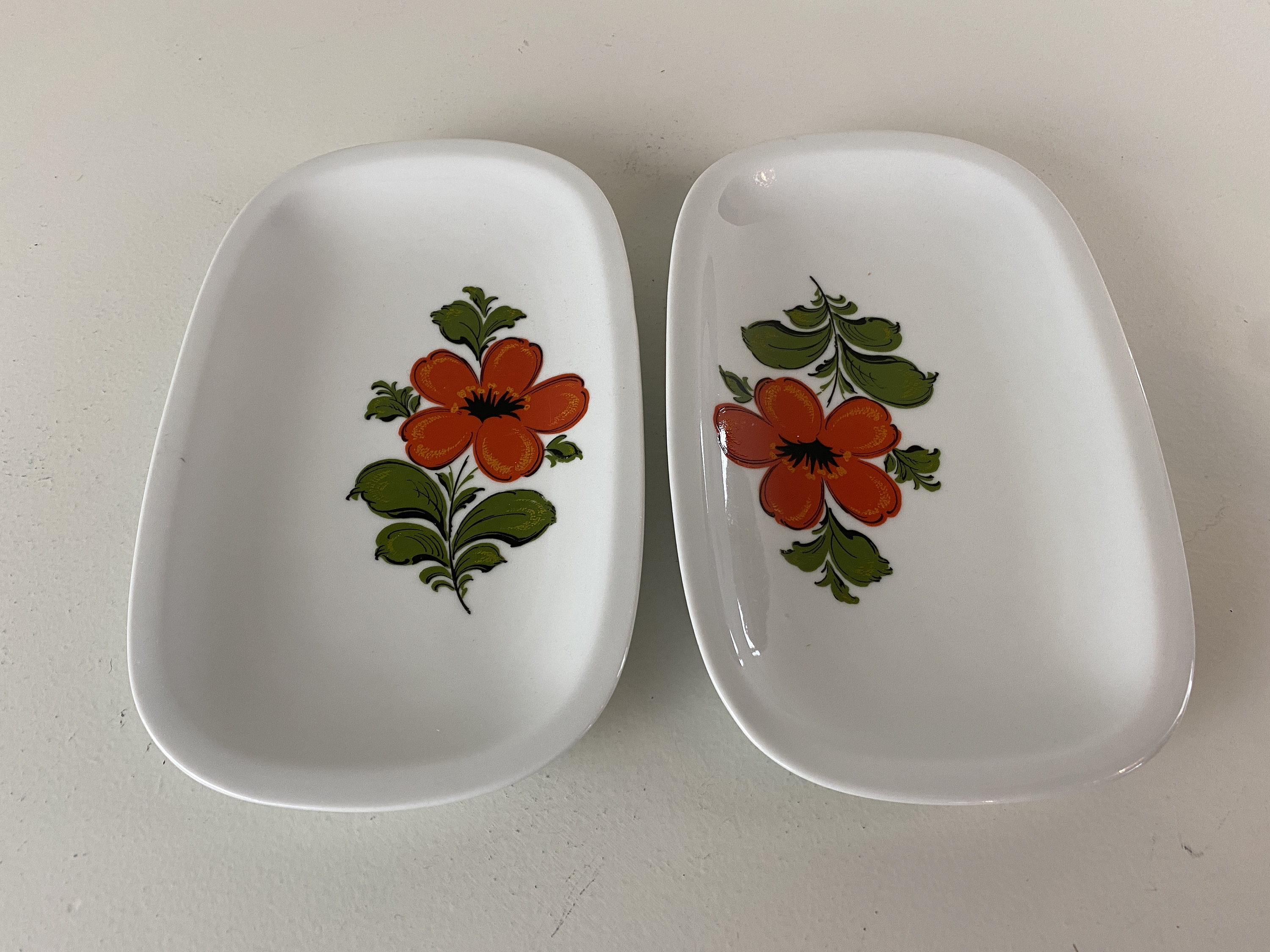 Assiette Bol Schumann Arzberg Porcelaine Rouge Orange Blanc Vintage Mid  Century -  France