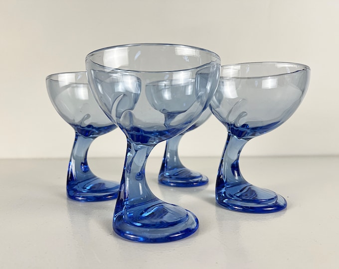 Set of 4 vintage Bormioli Rocco Jerba dessert bowls, ice coupes, manufactured by Bormioli Rocco, Italy 1990s