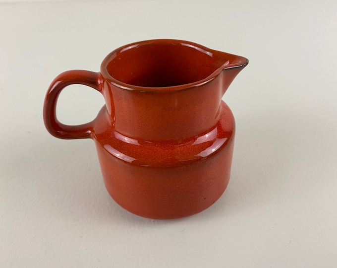 Melitta Ceracron Stockholm creamer, orange red, vintage retro German pottery, 1960's mid century modern kitchenware