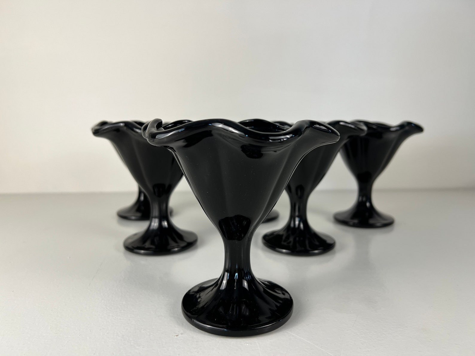 Set of 3 Black Dessert Coupes Dessert Glasses Ice Cream Etsy