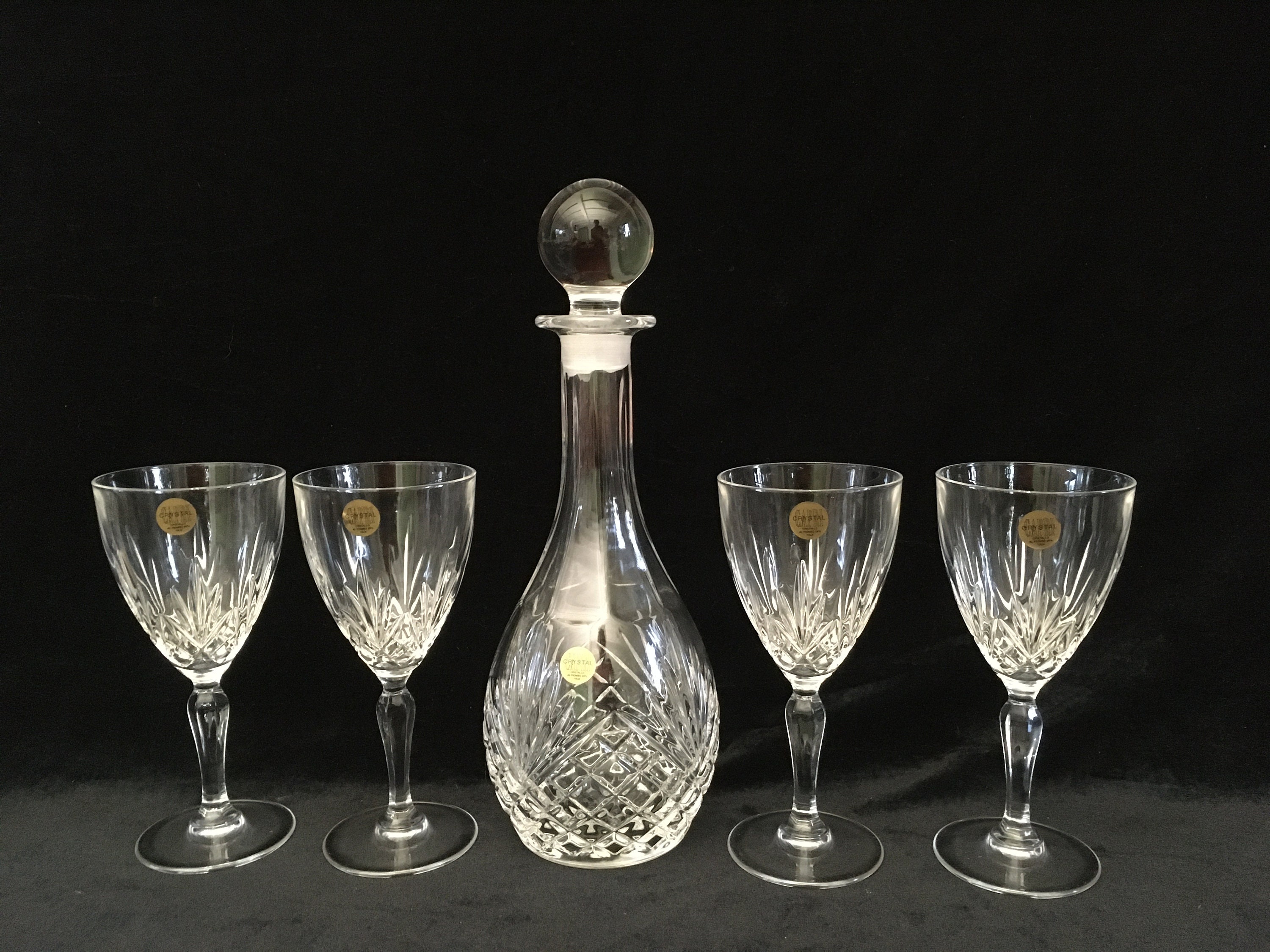 Mid-Century French Glass Wine Carafe Decanter with Stopper and