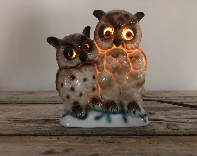 Art Deco, perfume lamp, aroma lamp, owls lamp, Germany 1930's -1950's