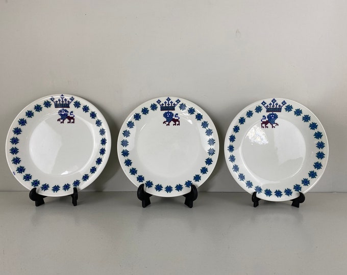 Figgjo Flint Menu Norway, set of 3 breakfast plates, salad plates, side dish plates, design Hermann Bongard, Mid Century Modern 1960's