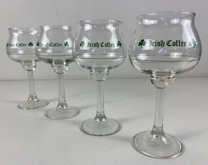 Set of 4 vintage Irish coffee glasses from the 70's, lovely mid century modern barware