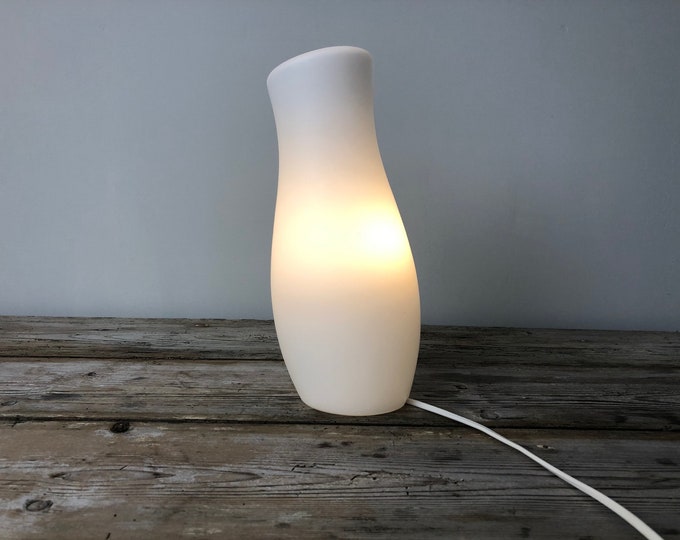 White Ikea Mylonit lamp, vintage white table lamp, hand made glass table lamp, night light