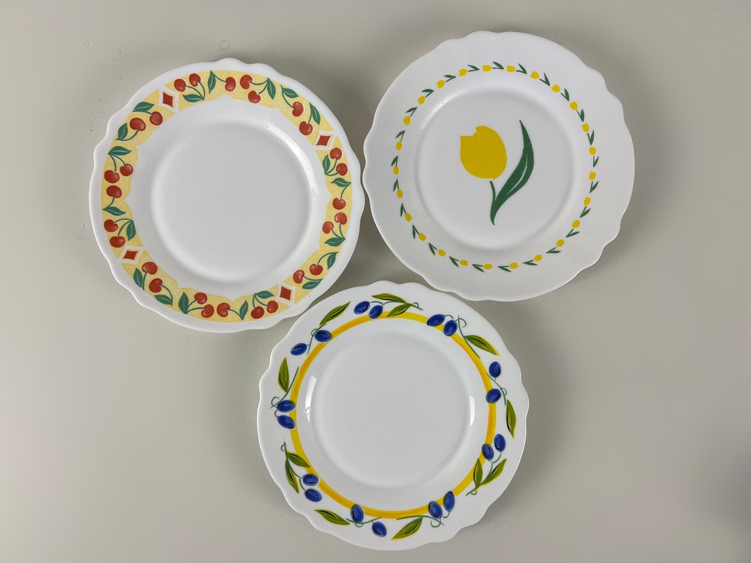 Lot De 3 Grandes Tasses à Petit Déjeuner Arcopal Blanc - Vintage - Occasion