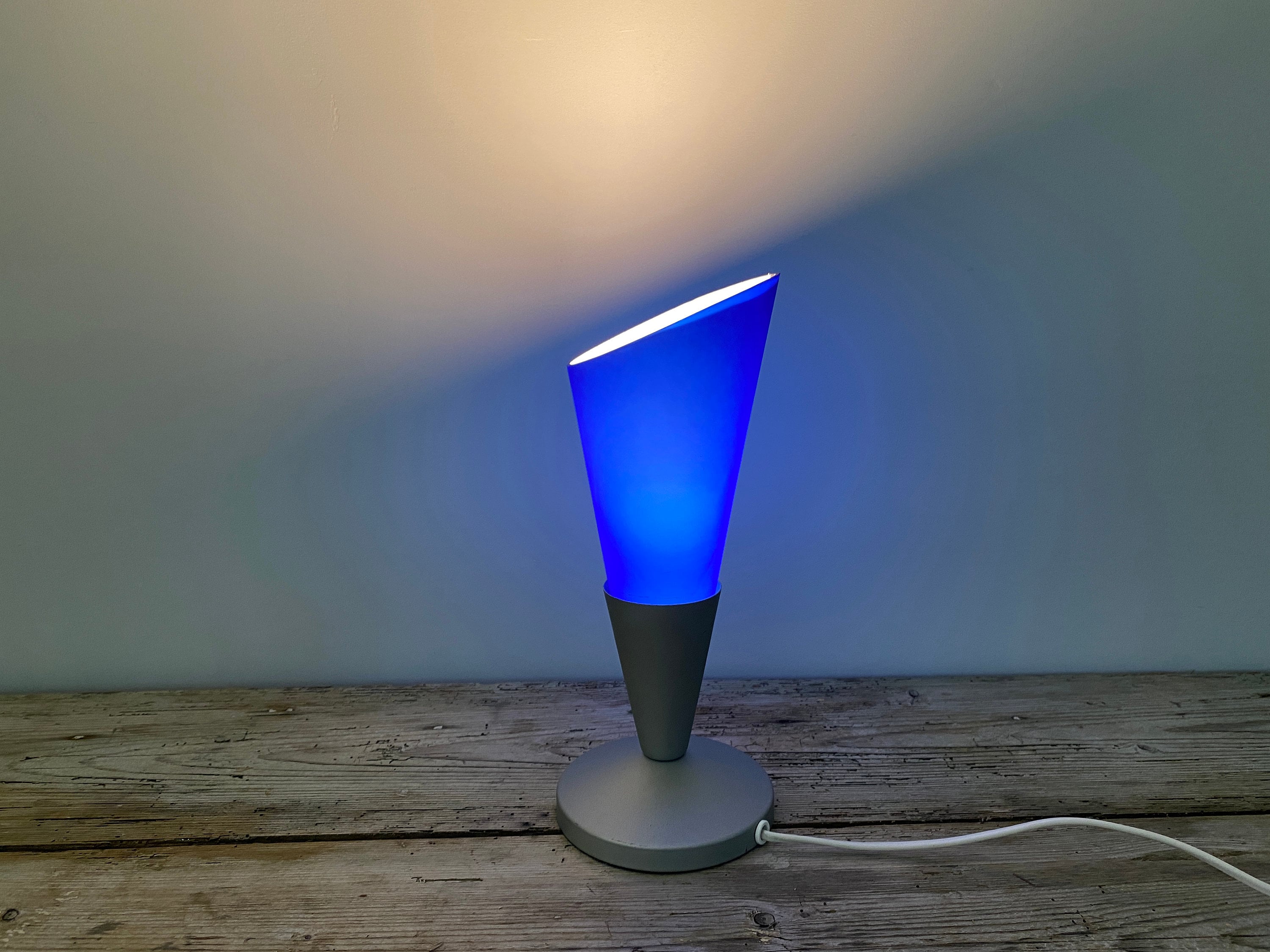 Vintage Ikea table lamp in royal blue, glass table lamp, night light